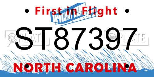 ST87397 North Carolina License Plate