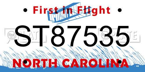 ST87535 North Carolina License Plate