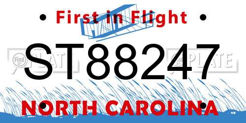 ST88247 North Carolina License Plate