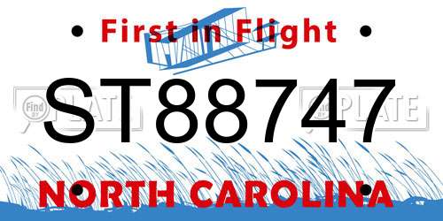 ST88747 North Carolina License Plate
