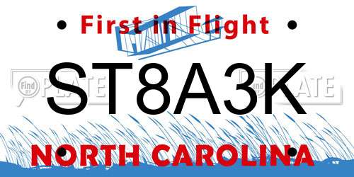 ST8A3K North Carolina License Plate