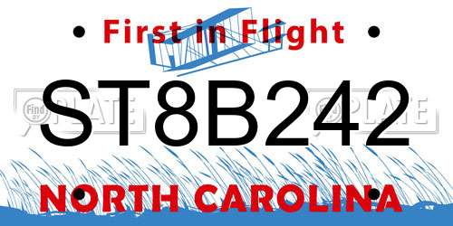 ST8B242 North Carolina License Plate