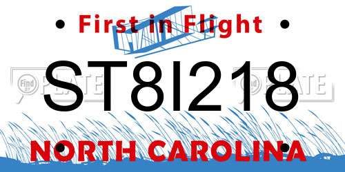 ST8I218 North Carolina License Plate
