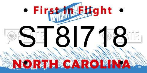 ST8I718 North Carolina License Plate