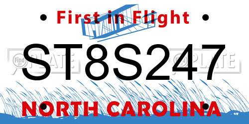 ST8S247 North Carolina License Plate