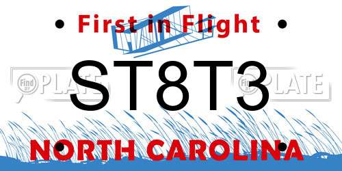 ST8T3 North Carolina License Plate