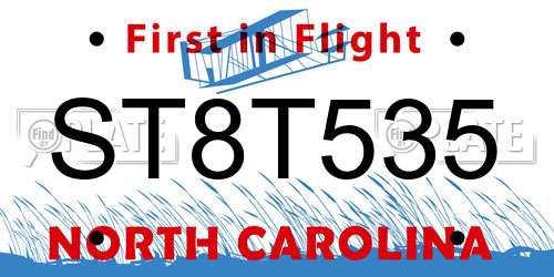 ST8T535 North Carolina License Plate