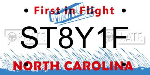 ST8Y1F North Carolina License Plate