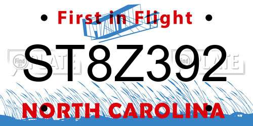 ST8Z392 North Carolina License Plate