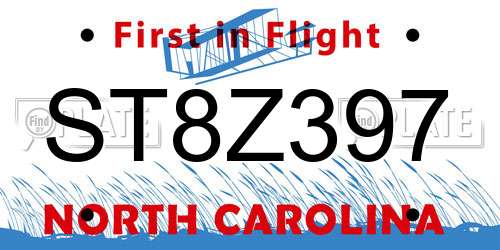 ST8Z397 North Carolina License Plate