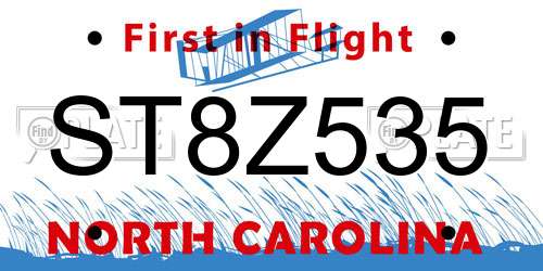 ST8Z535 North Carolina License Plate