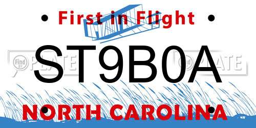 ST9B0A North Carolina License Plate