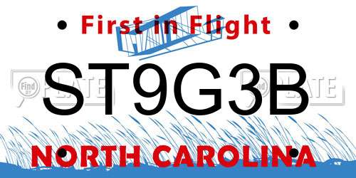ST9G3B North Carolina License Plate
