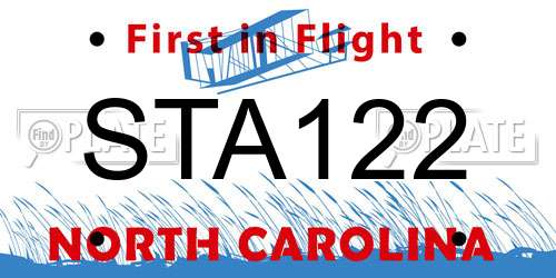 STA122 North Carolina License Plate