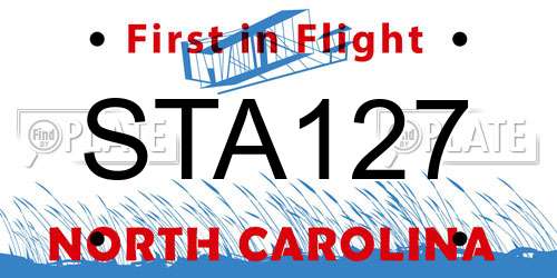 STA127 North Carolina License Plate