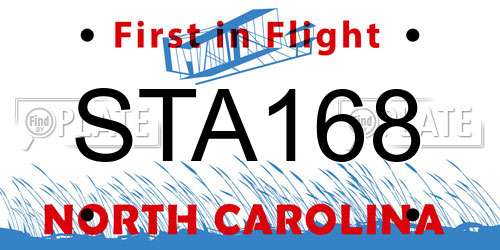 STA168 North Carolina License Plate
