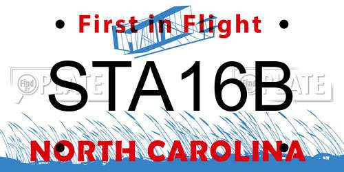 STA16B North Carolina License Plate