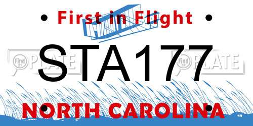 STA177 North Carolina License Plate