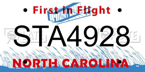 STA4928 North Carolina License Plate