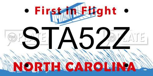 STA52Z North Carolina License Plate