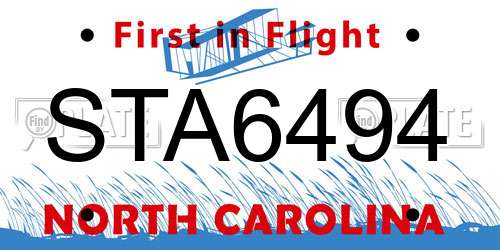 STA6494 North Carolina License Plate