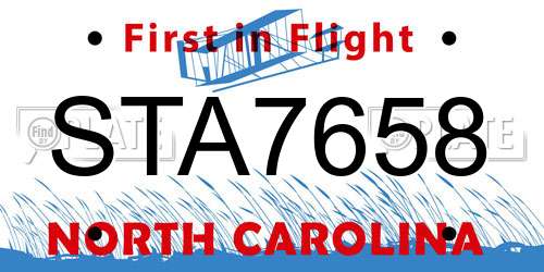 STA7658 North Carolina License Plate