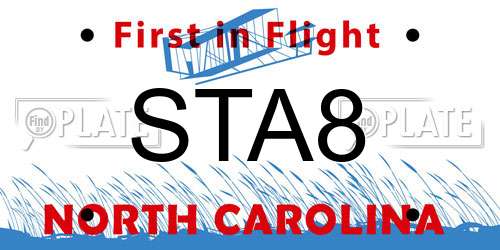 STA8 North Carolina License Plate
