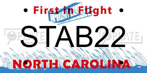 STAB22 North Carolina License Plate