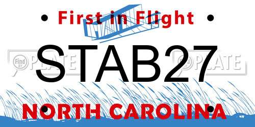 STAB27 North Carolina License Plate