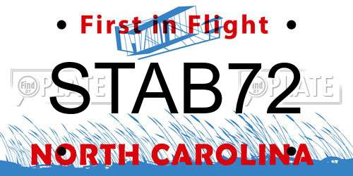 STAB72 North Carolina License Plate