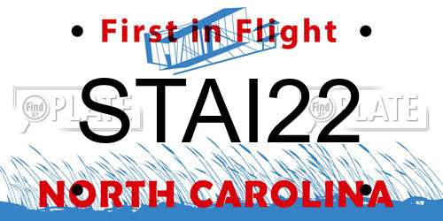 STAI22 North Carolina License Plate
