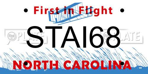 STAI68 North Carolina License Plate