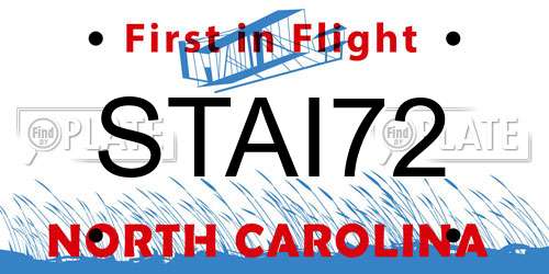 STAI72 North Carolina License Plate