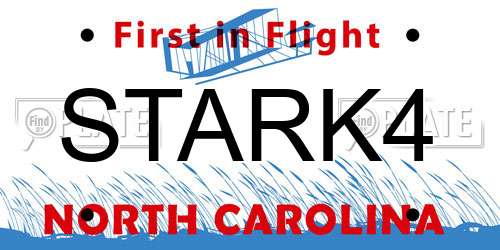 STARK4 North Carolina License Plate