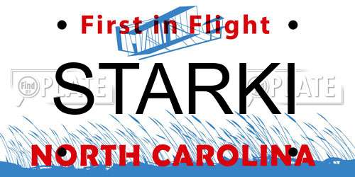 STARKI North Carolina License Plate
