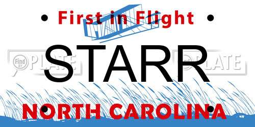 STARR North Carolina License Plate