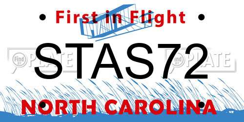 STAS72 North Carolina License Plate