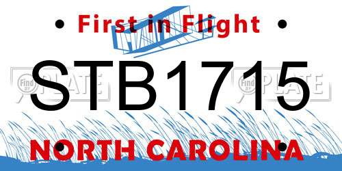 STB1715 North Carolina License Plate
