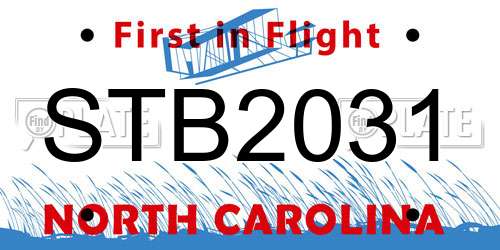 STB2031 North Carolina License Plate
