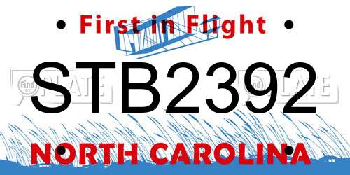 STB2392 North Carolina License Plate
