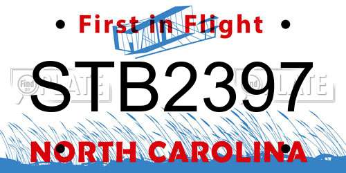 STB2397 North Carolina License Plate