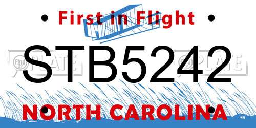 STB5242 North Carolina License Plate