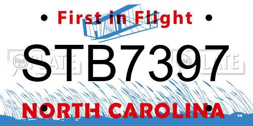 STB7397 North Carolina License Plate