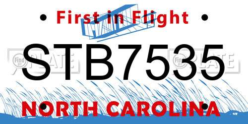 STB7535 North Carolina License Plate