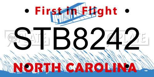 STB8242 North Carolina License Plate
