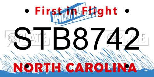 STB8742 North Carolina License Plate