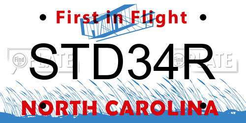 STD34R North Carolina License Plate