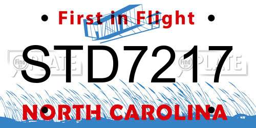 STD7217 North Carolina License Plate