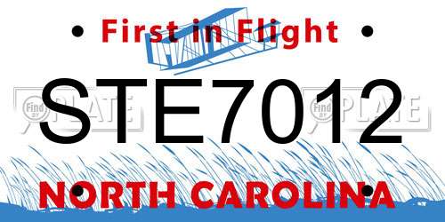 STE7012 North Carolina License Plate
