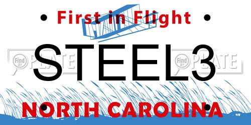STEEL3 North Carolina License Plate